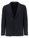 Tagliatore Square Pattern Blazer With Front Pockets In Blue