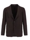Tagliatore Square Pattern Blazer With Lapel And Pockets In Brown