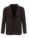 Tagliatore Square Pattern Blazer With Lapel And Pockets In Brown
