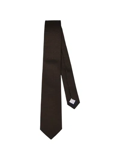 Tagliatore Micro-pattern Silk Tie In Brown