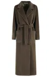 Tagliatore Mid-length Wool Coat With Reverse Cowl Neckline In Green