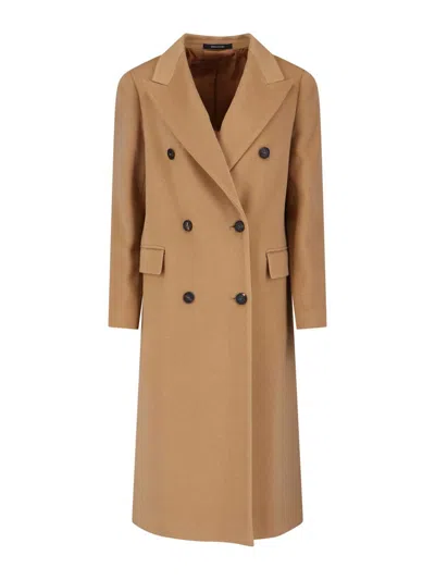 Tagliatore Midi Coat In Cashmere In Brown