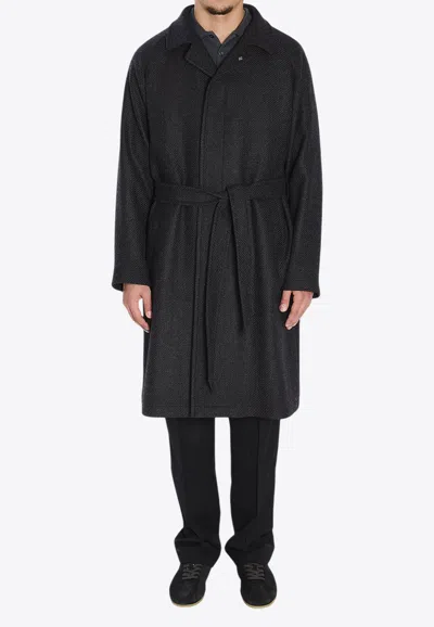 Tagliatore Midi Coat With Raglan Sleeves And Belt In Black