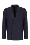 Tagliatore Blue Double-breasted Jacket With Patch Pockets In Blu