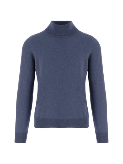 Tagliatore Miles High-neck Wool Sweater In Blue