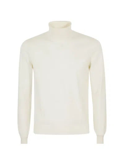 Tagliatore Cream Miles High Neck Merino Wool Sweater In Neutral