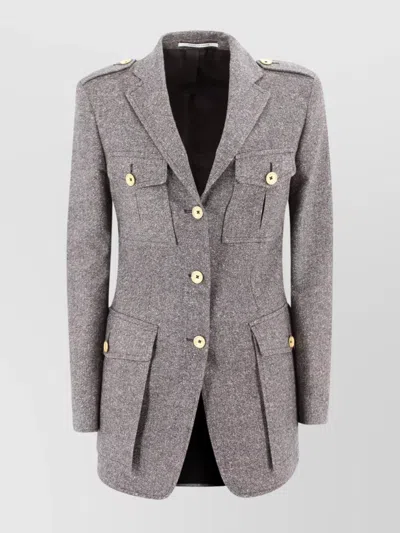Tagliatore Military Style Single-breasted Jacket In Gray