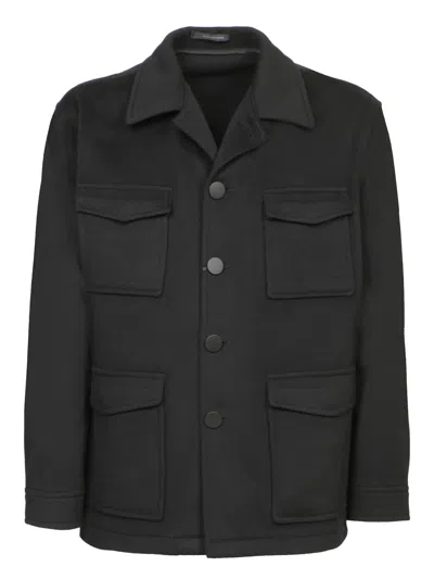 TAGLIATORE MILTON BLACK CASHMERE OVERSHIRT