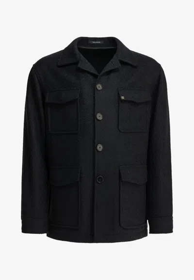 Tagliatore Milton Button-up Four-pocket Jacket In Black