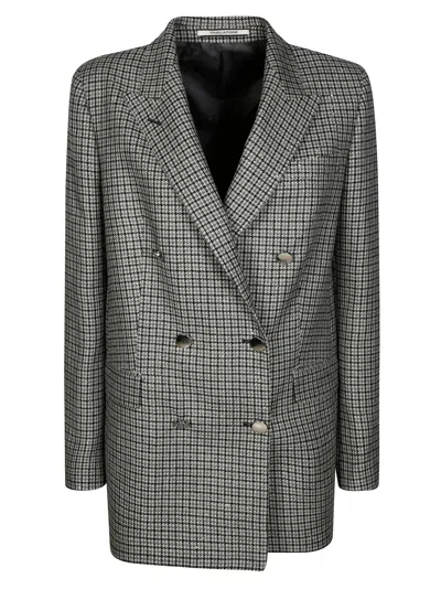 Tagliatore Mini Double-breasted Overcoat With Sparkling Accents In Gray