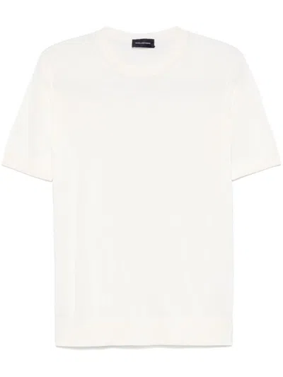 Tagliatore Minimalist White T-shirt With Classic Crew Neckline In Multi