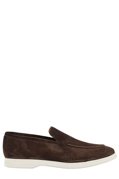 Tagliatore Moccasin With Almond Toe Design And Rubber Sole In Brown