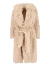 Tagliatore Waist Belted Long Length Textured Hooded Jacket In Brown