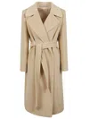 Tagliatore Wool Coat Belted Wide Lapels In Beige