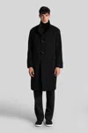 Tagliatore Black Wool And Cashmere Blend Mon Coat In Black