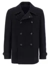 Tagliatore Blue Double-breasted Coat With Wide Notched Revers In Blue