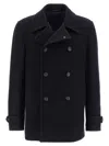 Tagliatore Black Double-breasted Coat With Wide Notched Revers In Black