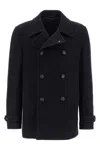 Tagliatore Blue Double-breasted Coat With Wide Notched Revers In Blue