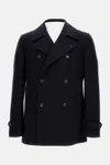 Tagliatore Black Double-breasted Coat With Wide Notched Revers In Black
