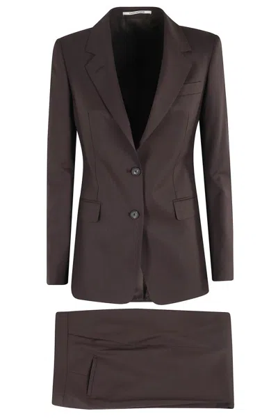 Tagliatore Mono-breasted Brown Suit With Tailored Blazer And Elegant Fit