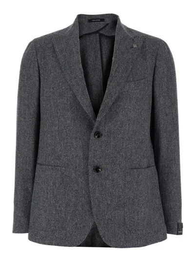 TAGLIATORE GREY SINGLE-BREASTED JACKET WITH NOTCHED REVERS IN WOOL MAN