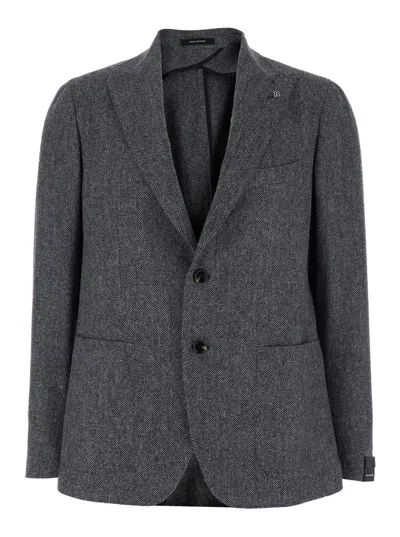 TAGLIATORE GREY SINGLE-BREASTED JACKET WITH NOTCHED REVERS IN WOOL MAN