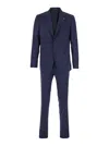 Tagliatore Blue Single-breasted Suit With Notched Revers And Brooch Detail On The Front In Blu