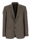 Tagliatore Dark Beige Single-breasted Jacket With Check Motif In Beige