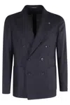 Tagliatore Single-breasted Wool Hopsack In Black