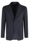 Tagliatore Herringbone Single-breasted Blazer In Blue