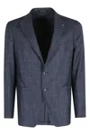 Tagliatore Spear Lapel Single-breasted Tailored Blazer In Wool-silk Blend In Blue