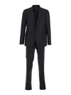 Tagliatore Black Single-breasted Suit With Notched Revers In Wool Man In Black