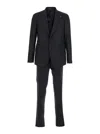 Tagliatore Black Single-breasted Suit With Notched Revers In Wool Man In Black