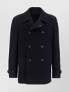 Tagliatore Black Double-breasted Coat With Wide Notched Revers In Black
