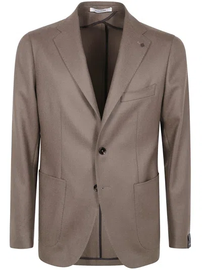Tagliatore Herringbone Wool Jacket In Brown