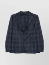 Tagliatore Monte Carlo Tweed Wool Jacket With Brooch In Blue