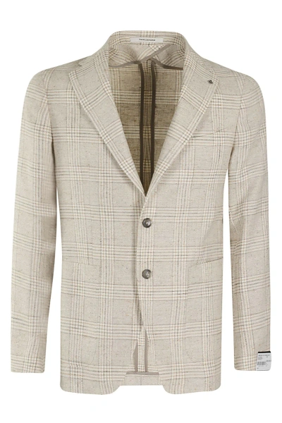 Tagliatore Check-pattern Single-breasted Blazer In Neutrals