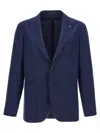 Tagliatore Single-breasted Blue Jacket With Peaked Lapel And Tailored Silhouette