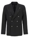 Tagliatore Blazer Doppiopetto In Lino Fiammato In Black