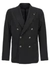 Tagliatore Blazer Doppiopetto In Lino Fiammato In Black