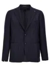 Tagliatore Blazer Wool Blend Textured Fabric In Blue