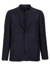 Tagliatore Blazer Wool Blend Textured Fabric In Blue
