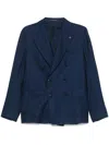 Tagliatore Montecarlo Navy Blue Double-breasted Jacket In Blue