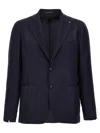 Tagliatore Blue Single-breasted Jacket With Notched Revers In Blue