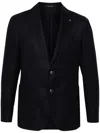 Tagliatore Brooch-detail Single-breasted Blazer In Blue