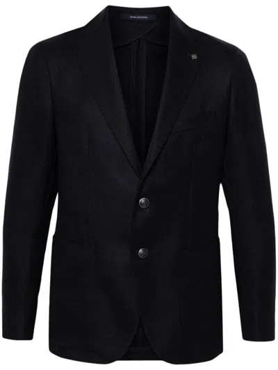 Tagliatore Brooch-detail Single-breasted Blazer In Blue
