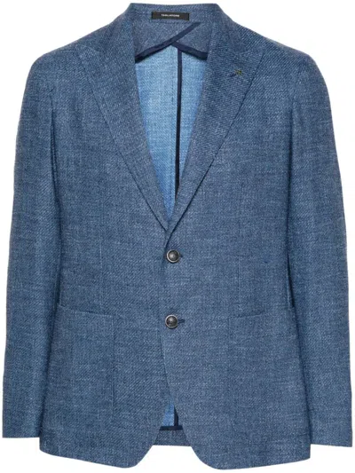 Tagliatore Tweed Single-breasted Blazer In Blue