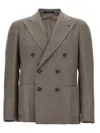 Tagliatore Textured Silk-wool Blend Double-breasted Jacket In Brown