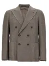 Tagliatore Textured Silk-wool Blend Double-breasted Jacket In Brown