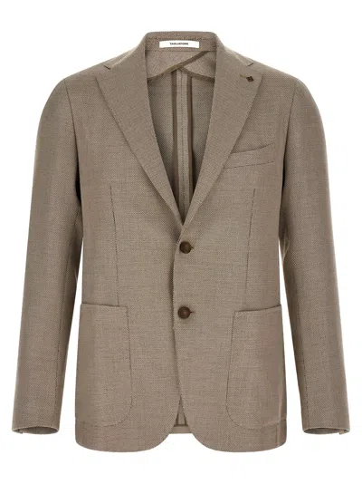 Tagliatore Montecarlo Buttoned Pin-detail Blazer In Brown